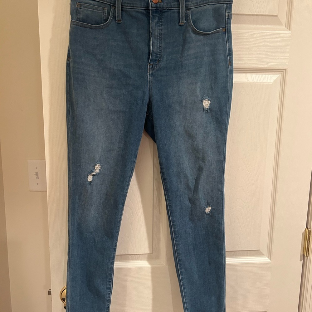 Madewell High Waisted Blue Distressed Jeans